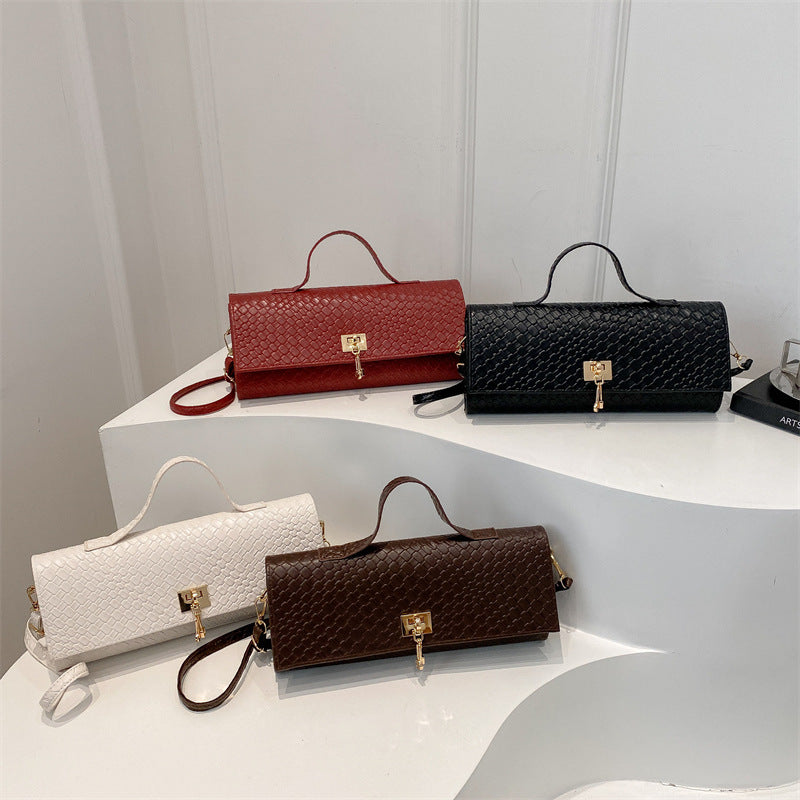 Textured Woven Square Handbag